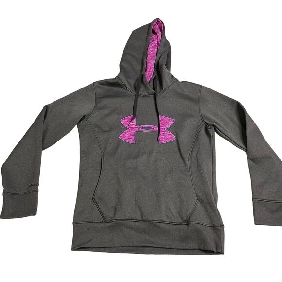 Under Armour women’s hoodie pullover small coldgear storm pink biglogo athletic - Picture 1 of 8